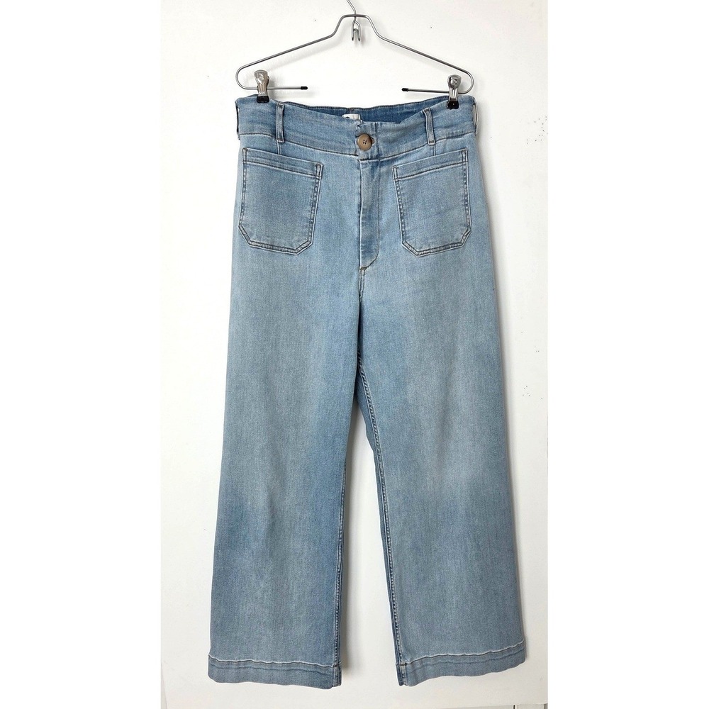 Maeve Anthropologie Colette Wide Leg Jeans Women 32 Light Wash Blue Denim Pocket - Picture 3 of 4